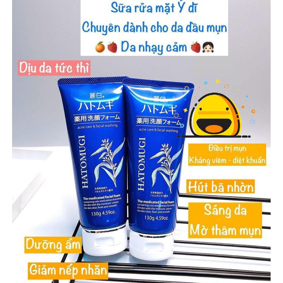 sữa rửa mặt hatomugi màu xanh