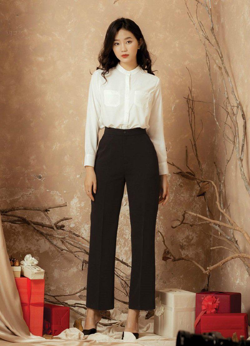 Áo sơ mi cổ tròn tay dài